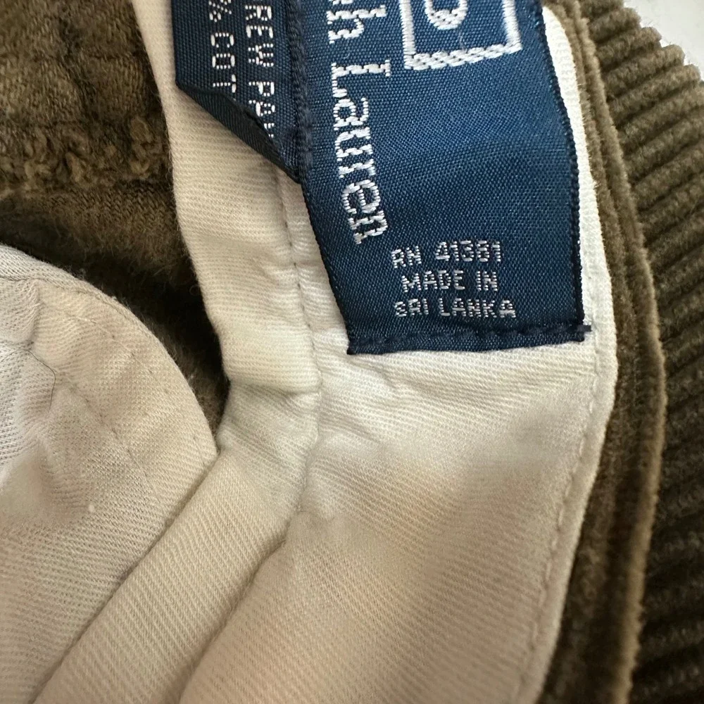 Polo Ralph Lauren Andrew Pant Mens 32 Olive Green Wide Wale Corduroy Pleated